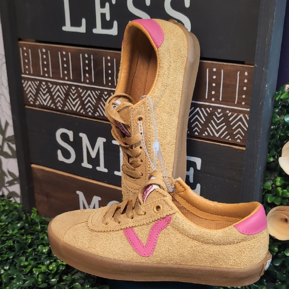 Sassy Suede & Popn Pink Leather Ladies Vans - Picture 2 of 14